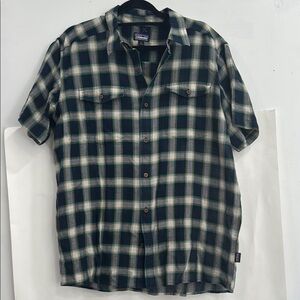 Patagonia Black and Blue Casual Button Down Shirt